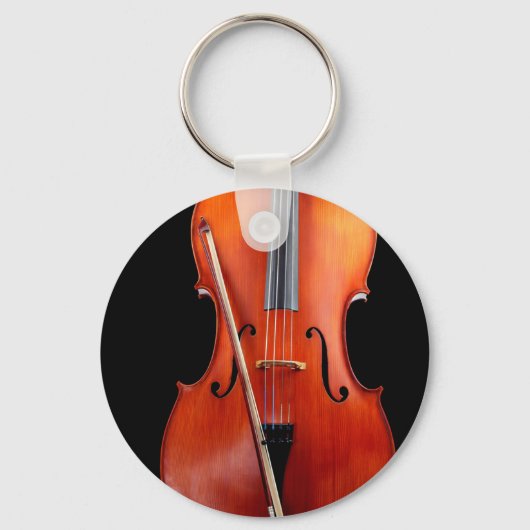 Klassieke cello op zwart sleutelhanger (Voorkant)