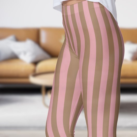 Klassieke Chamoisee en Roze Strip Patroon Leggings