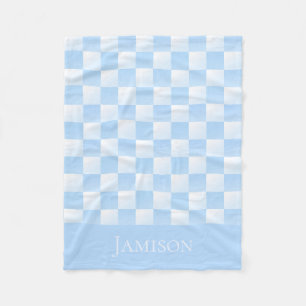 Klassieke Charmante Blauwe En Witte Geruite Aanpas Fleece Deken
