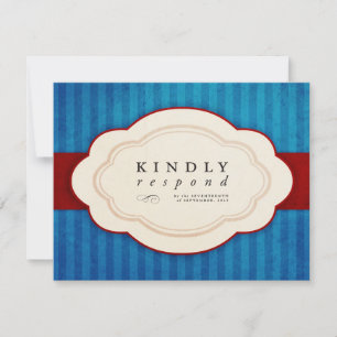 Klassieke charme Blauw & Rood Maaltijdkeuze RSVP Kaartje