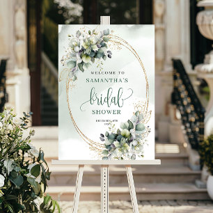 Klassieke Charme Groene Goud Bruiloft Feest Welkom Poster