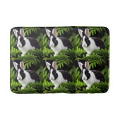 Klassieke charme: het zwarte en witte konijn badmat (Voorkant)