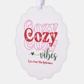 Klassieke Cheer Cozy Vibes Retro Kerstfoto Ornament Kaart (Links)