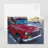 Klassieke Cherry Red Chevy Pick-up Truck op het Sh Briefkaart (Voorkant / Achterkant)