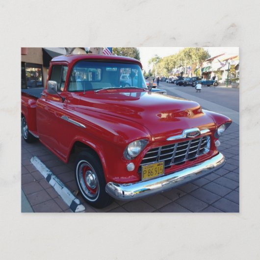 Klassieke Cherry Red Chevy Pick-up Truck op het Sh Briefkaart (Voorkant)