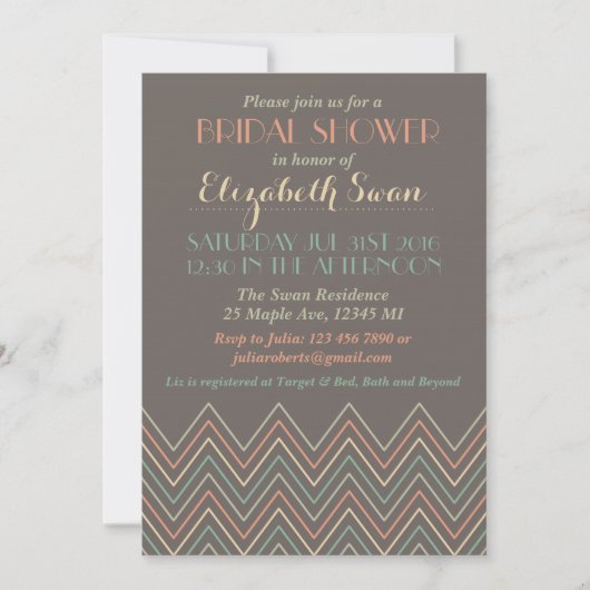 Klassieke Chevron Gray Bridal Shower Kaart (Voorkant)