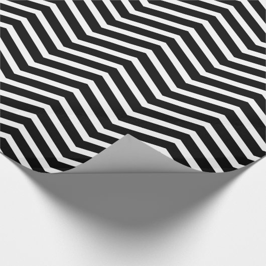 Klassieke Chevron Pattern Black en White Cadeaupapier (Hoek)