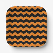 Klassieke Chevron zwarte en Oranje strepen Papieren Bordje (Voorkant)
