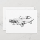Klassieke Chevy Chevelle Musculair Zwart-wit Briefkaart (Voorkant / Achterkant)