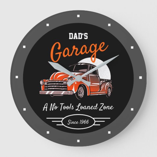 Klassieke Chevy Truck Garage Papa's Elke naam zwar Grote Klok (Voorkant)