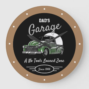 Klassieke Chevy Truck Garage Papa's naam bruine ba Grote Klok