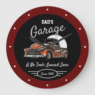 Klassieke Chevy Truck Garage Papa's naam donkerroo Grote Klok