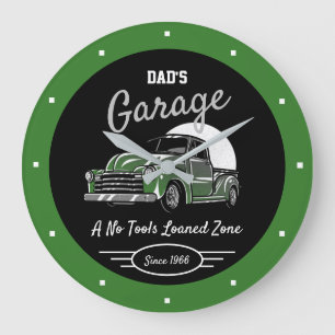 Klassieke Chevy Truck Garage Papa's naam groen  Grote Klok