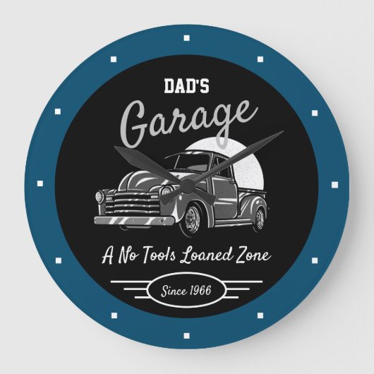 Klassieke Chevy Truck Garage Pap's enige naam blau Grote Klok (Voorkant)