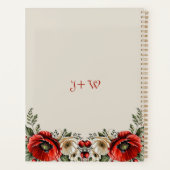 Klassieke Chic Burguandy Poppy Floral Ivory Weddin Planner (Achterkant)