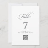 Klassieke Chic Calligrafie QR Code Tafel Nummers Kaart (Voorkant)