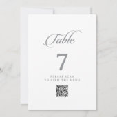 Klassieke Chic Calligrafie QR Code Tafel Nummers Kaart (Achterkant)