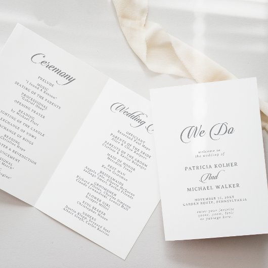 Klassieke Chic Calligrafie We Do Gevouwen Trouw Programma