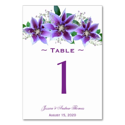 Klassieke Chic Clematis Bruiloft Kaart (Voorkant)