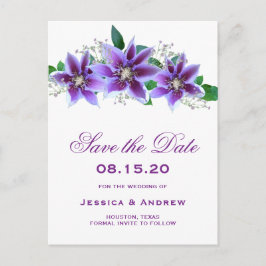 Klassieke Chic Clematis Trouw Save The Date Aankondigingskaart
