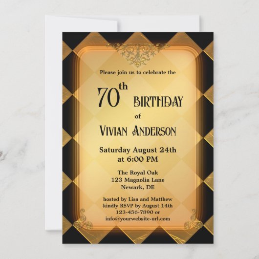 Klassieke Chic Gold Black Elegant Verjaardag Kaart (Voorkant)