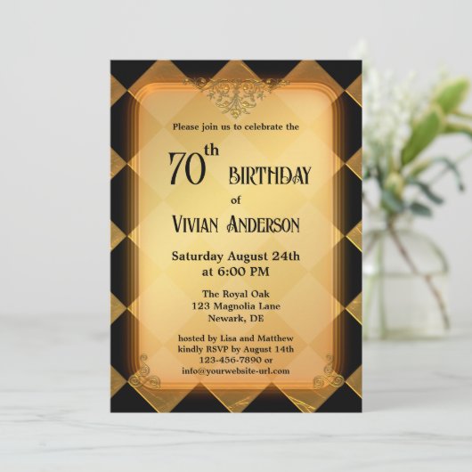 Klassieke Chic Gold Black Elegant Verjaardag Kaart (Staand voorkant)