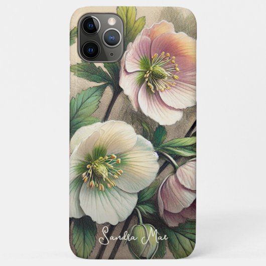 Klassieke Chic Helleborus Fine Art Botanische Teke Case-Mate iPhone Case (Achterkant)