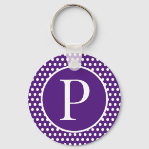 Klassieke Chic initiaal letter Paarse Stippen Sleutelhanger