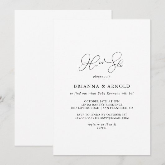 Klassieke chic minimalistische hij of zij geslacht kaart (Voorkant / Achterkant)