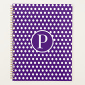 Klassieke Chic Paarse initialen letter Polka Dot Planner (Voorkant)