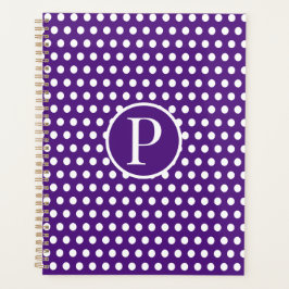 Klassieke Chic Paarse initialen letter Polka Dot Planner