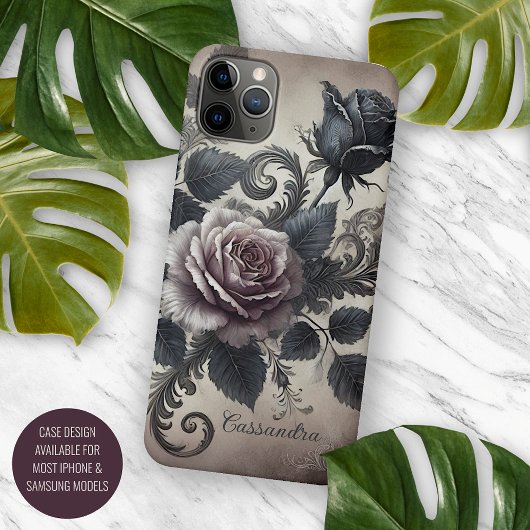 Klassieke Chic Rozen Fijne Kunst Botanische Schild Case-Mate iPhone Case