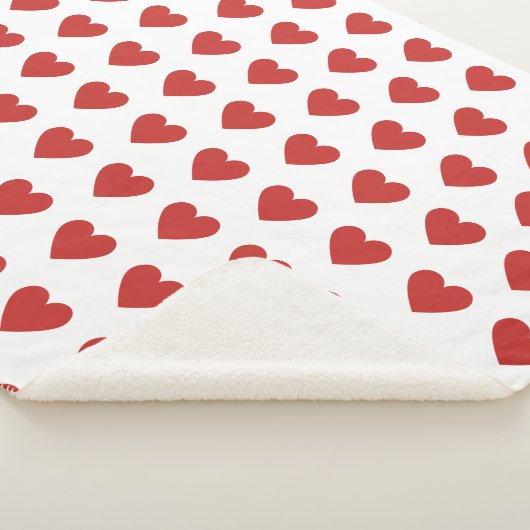 Klassieke Chic Schattigee Rode Hart Patroon op Wit Sherpa Deken (3/4)