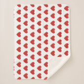 Klassieke Chic Schattigee Rode Hart Patroon op Wit Sherpa Deken (Voorkant)