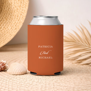 Klassieke Chic Terracotta Kalligrafie Bruiloft Blikjeskoeler