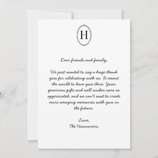 Klassieke Chic Wedding Bedankt Card (Voorkant)