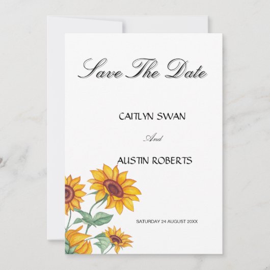 Klassieke Chic Zonnebloemen Botanisch Save The Date (Voorkant)