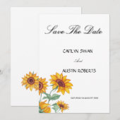Klassieke Chic Zonnebloemen Botanisch Save The Date (Voorkant / Achterkant)