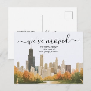 Klassieke Chicago Illinois Silhouette Verhuisberic Briefkaart