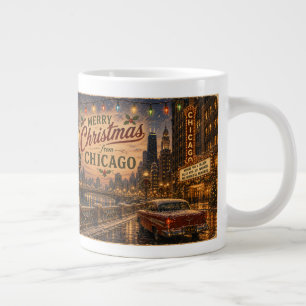 Klassieke Chicago Route 66 Kerststad Lichtjes Grote Koffiekop