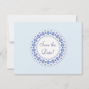 Klassieke China Blue Persoonlijke Save the Date Ka