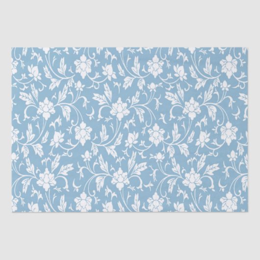 Klassieke Chinese Bloemen Ontwerp Blauw Tissuepapier (Voorkant)