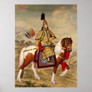 Klassieke Chinese keizer in gouden harnas kunst Poster