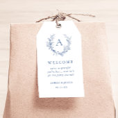 Klassieke Chinoiserie Blauw Monogram Bruiloft Welk Cadeaulabel