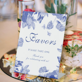 Klassieke Chinoiserie Blue White Floral Favors Sig Reclamebord Met Voetstuk