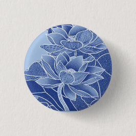 Klassieke Chinoiserie Chic Blue Lotus Flowers Ronde Button 3,2 Cm