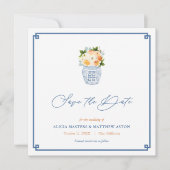 Klassieke Chinoiserie Herfst Bloemen Huwelijk Save The Date (Voorkant)