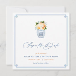 Klassieke Chinoiserie Herfst Bloemen Huwelijk Save The Date