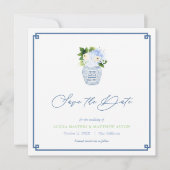 Klassieke Chinoiserie Marine Blauw Groene Lente Br Save The Date (Voorkant)