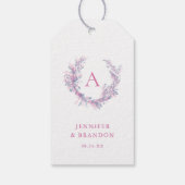 Klassieke Chinoiserie Roze Monogram Bruiloft Cadeaulabel (Achterkant)